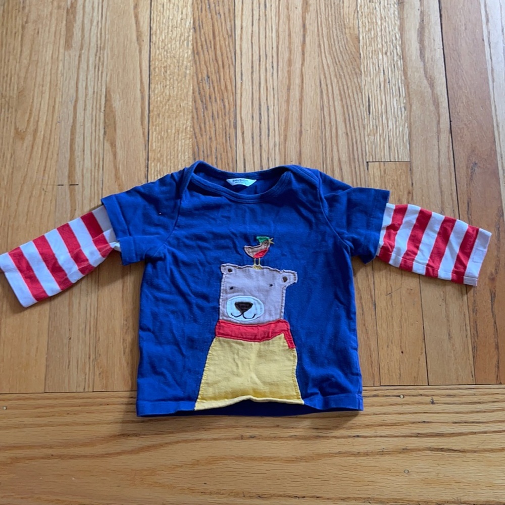 Baby Boden Bear Appliqué Long Sleeve